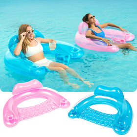 Sloosh pool float headrest detail for comfy lounging.