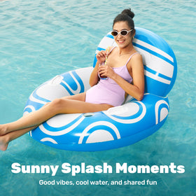 Sloosh pool float with large-backrest supports longer poolside comfort.