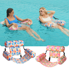 Sloosh inflatable pool lounge chair, foldable for easy transport and storage.