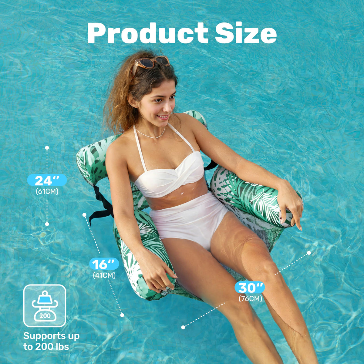 Sloosh inflatable raft green leaves, adds float fun to summer days.