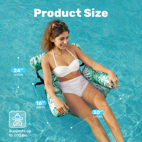 Sloosh inflatable raft green leaves, adds float fun to summer days.