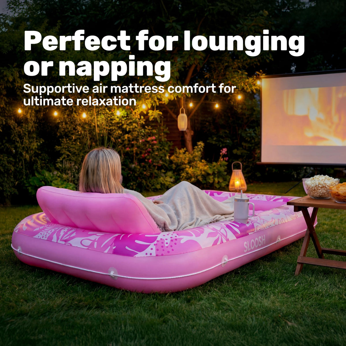 Sloosh inflatable setup inflates quickly and travels easily for trips.