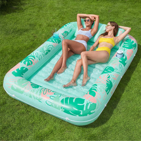 Sloosh inflatable tanning pool lounger 85x57 inches for solo sunbathing