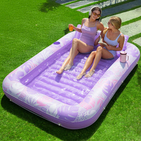 Sloosh inflatable tanning pool lounger with pillow for solo sunbathing
