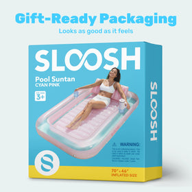 Sloosh inflatable pool lounger suitable for beach or lake settings.