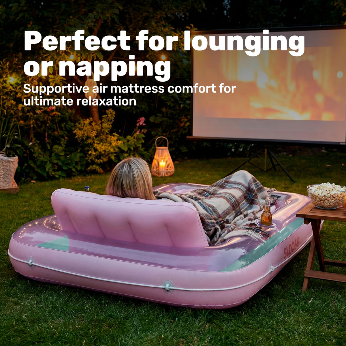 Sloosh tanning pool lounger compact and portable, easy to carry.