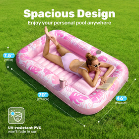 Sloosh inflatable tanning pool lounger pillow provides adjustable comfort.
