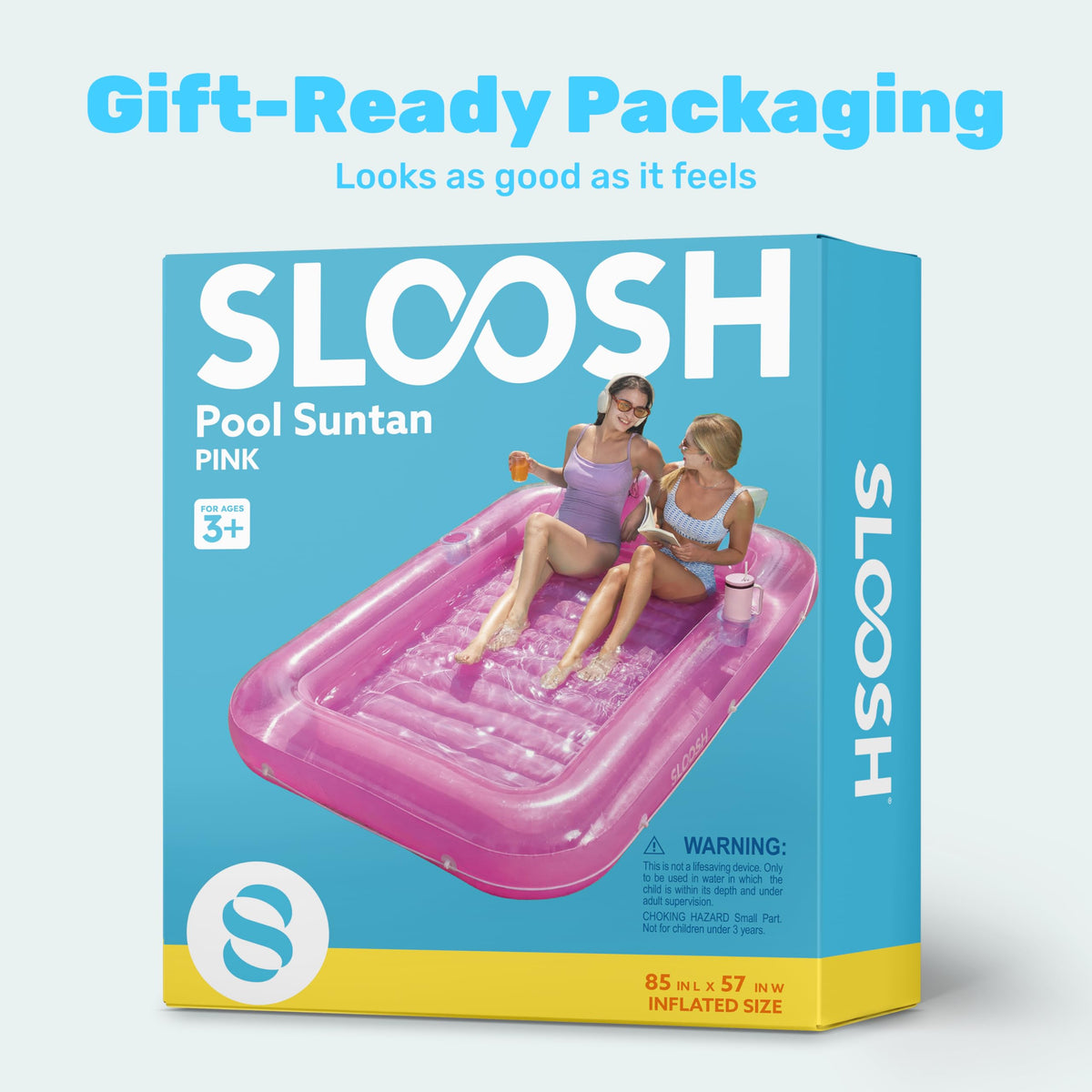 Sloosh pink pool lounger makes a great party gift for celebrations.
