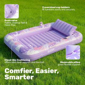 Sloosh pool float with wrap-around rope for stability during use