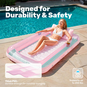 Sloosh tanning pool lounger wrap-around rope adds stability during use.