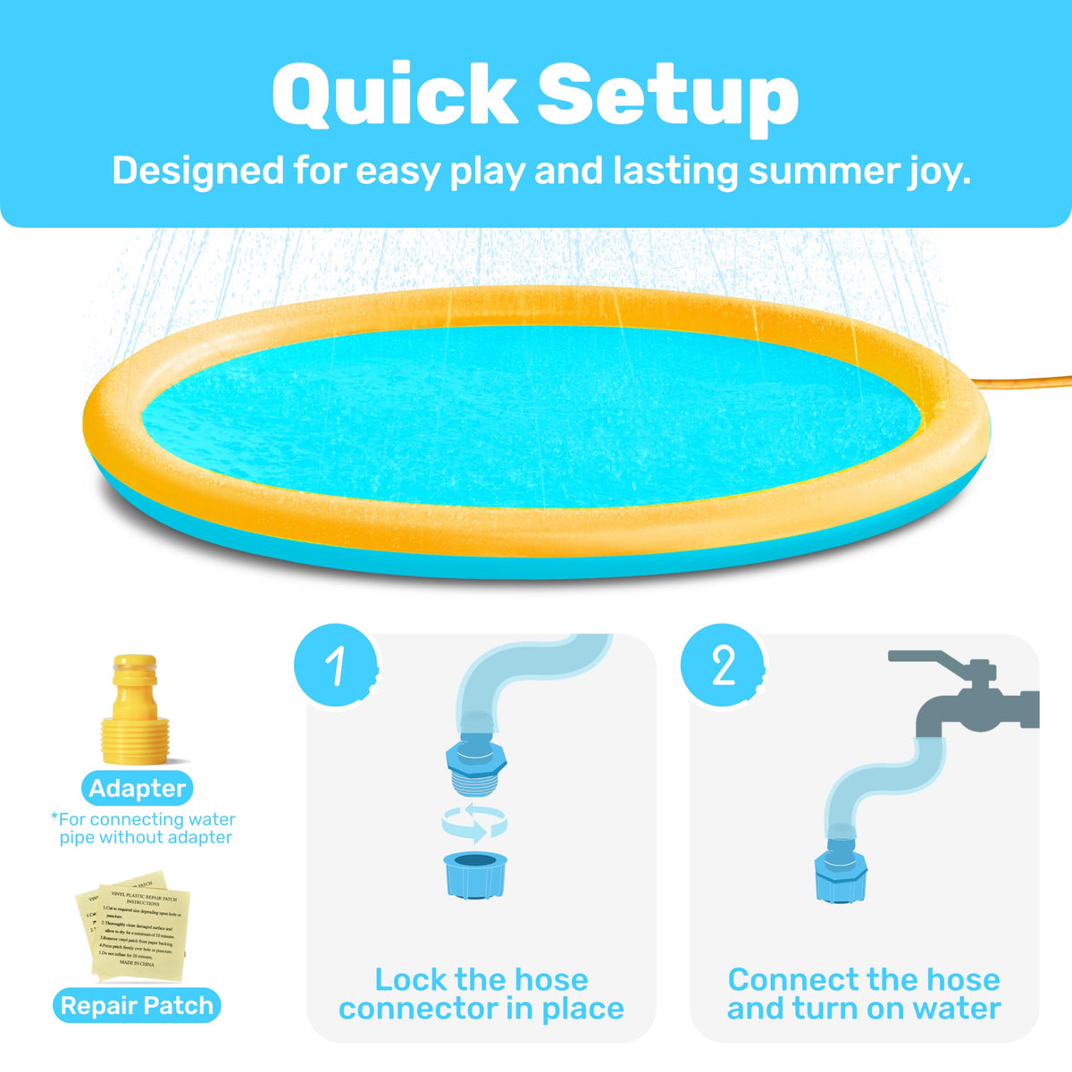 Sloosh kids enjoy sprinkler fun with adjustable water height feature.