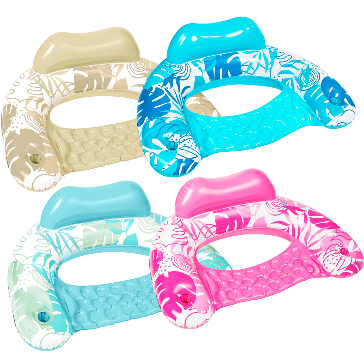 Sloosh leaves-design pool chair blue for cozy water lounging.
