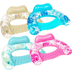 Sloosh leaves-design pool chair blue for cozy water lounging.
