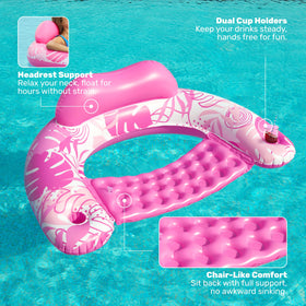 Sloosh leaves-design pool chair champagne bright accent for pool party.