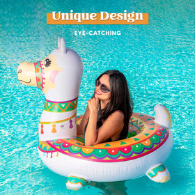 SLOOSH llama design pool tube with feet enhances playful summer pool parties