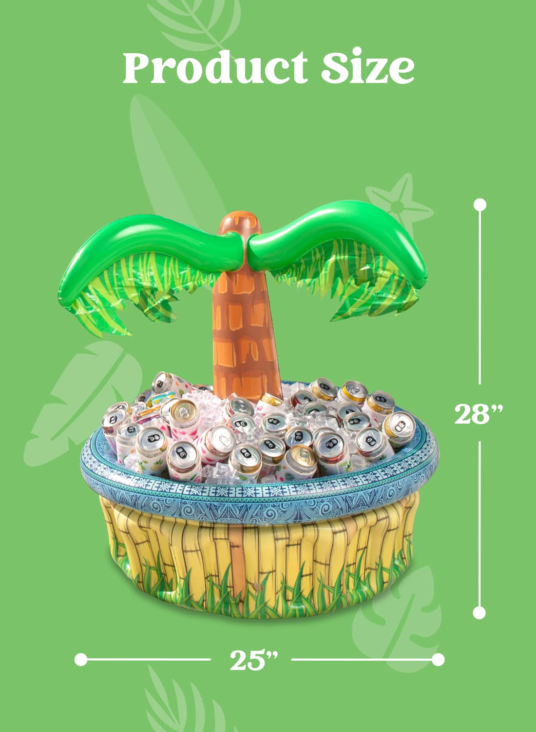 Sloosh two-pack palm-tree cooler shown with beverages and ice in a sunny scene