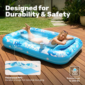 Sloosh lounger built-in pillow provides head support for longer reading sessions.