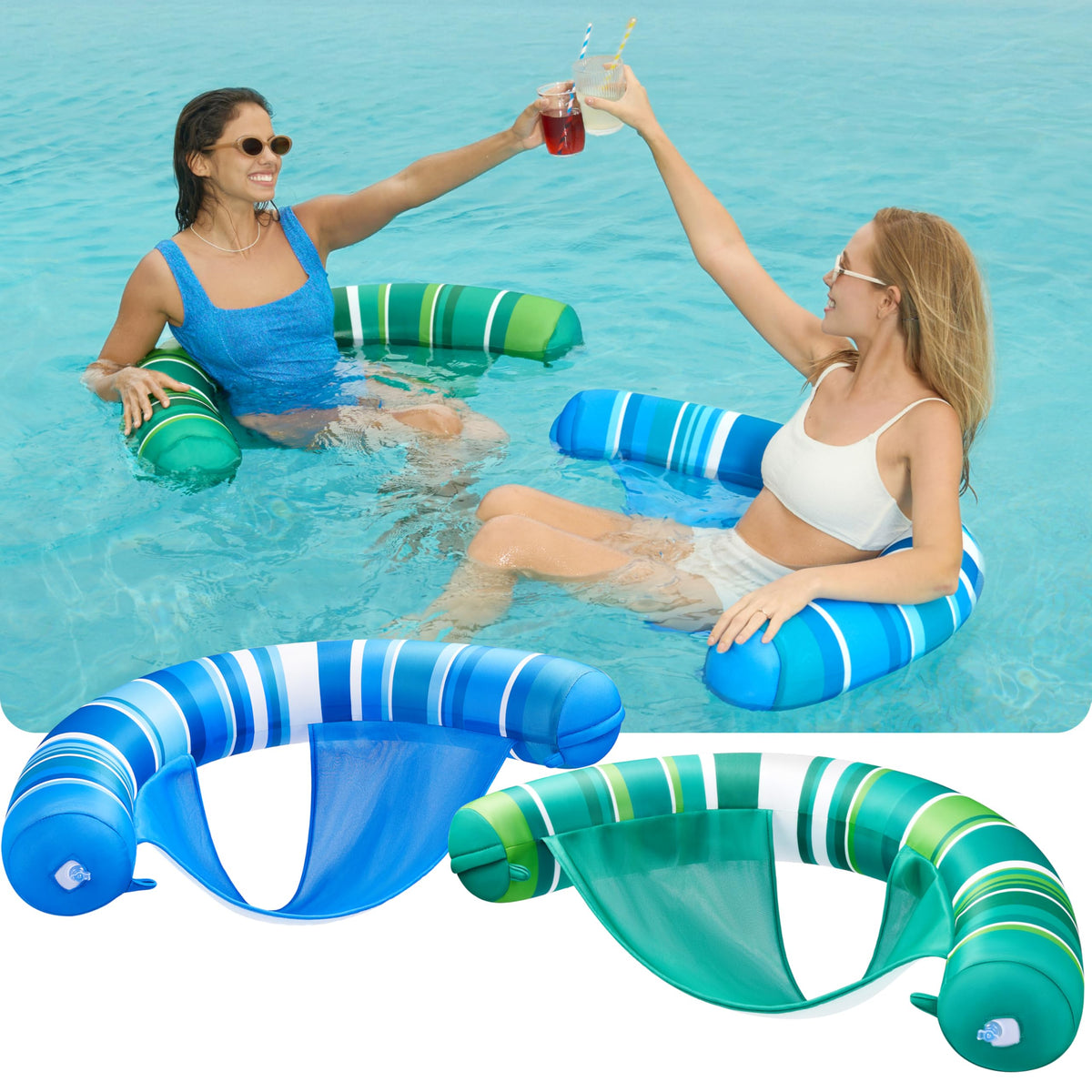 Sloosh noodle chair with soft fabric cover relaxing by the water.