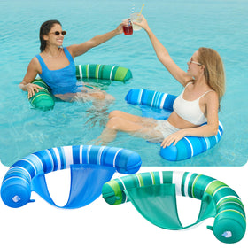 Sloosh noodle chair with soft fabric cover relaxing by the water.