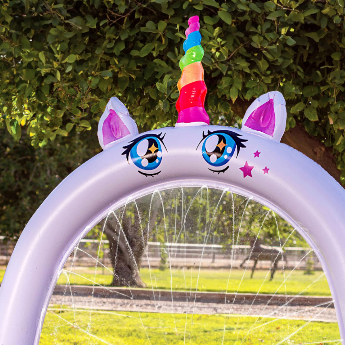 Sloosh inflatable yard sprinkler arch stands sturdy for backyard games