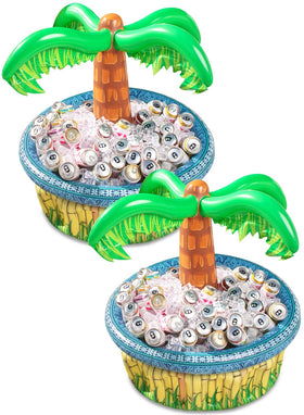 Sloosh palm-tree cooler 2-pack enhances tropical party ambiance with ice-ready beverages