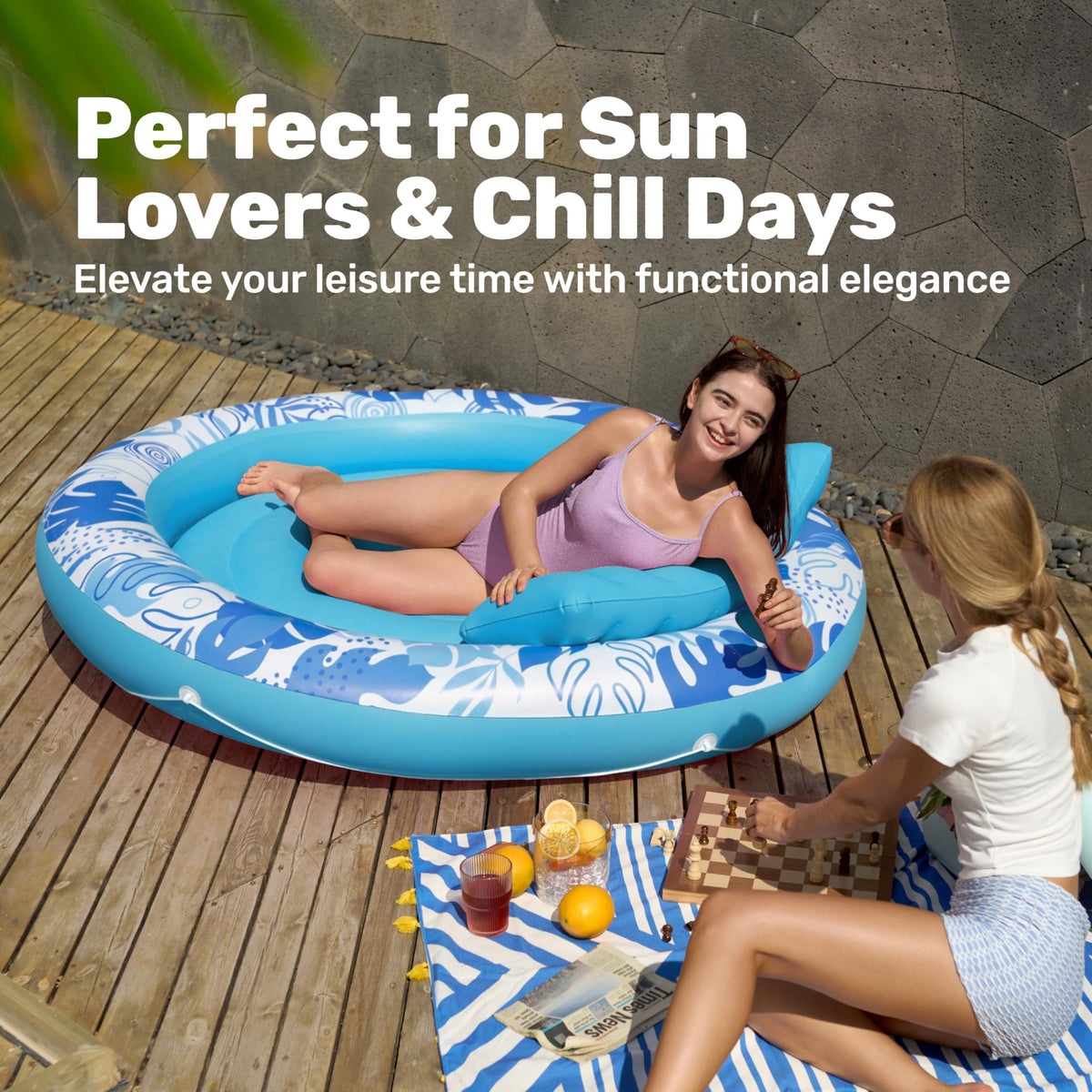 Sloosh party-ready blue float doubles as a centerpiece for water games