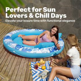 Sloosh party-ready blue float doubles as a centerpiece for water games
