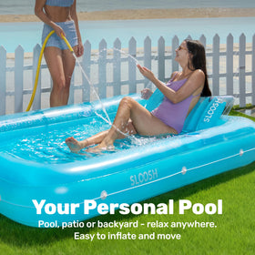 SLOOSH drink holders and wrap-around grab line for social pool sessions.