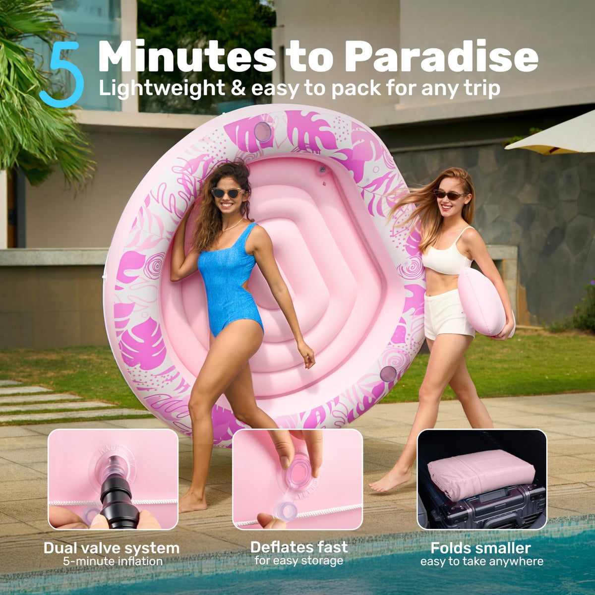 Sloosh pink inflatable pool float adds style to adult lounging.