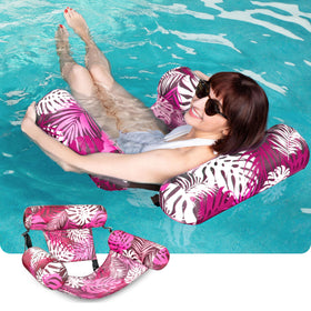 Sloosh plant-pattern floating mat hammock ready for sunny pool or garden
