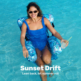 Sloosh plant pattern floating mat hammock ideal for sunbathing