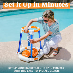 Sloosh pool hoop floating scene for interactive water games and family fun.