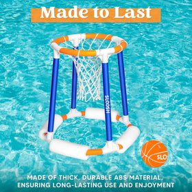Sloosh pool basketball hoop pump enables fast inflation and easy storage after use.
