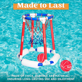 Sloosh pump enables quick inflation for pool basketball action.