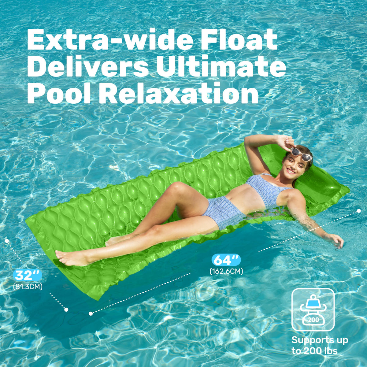 SLOOSH pool float with easy inflate and deflate for quick setup
