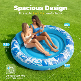 Sloosh pool float with pillow blue enhances comfort while lounging in water