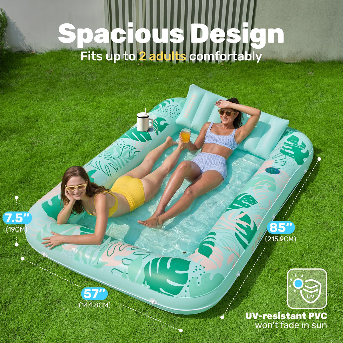 Sloosh pool float with removable pillow for ergonomic comfort