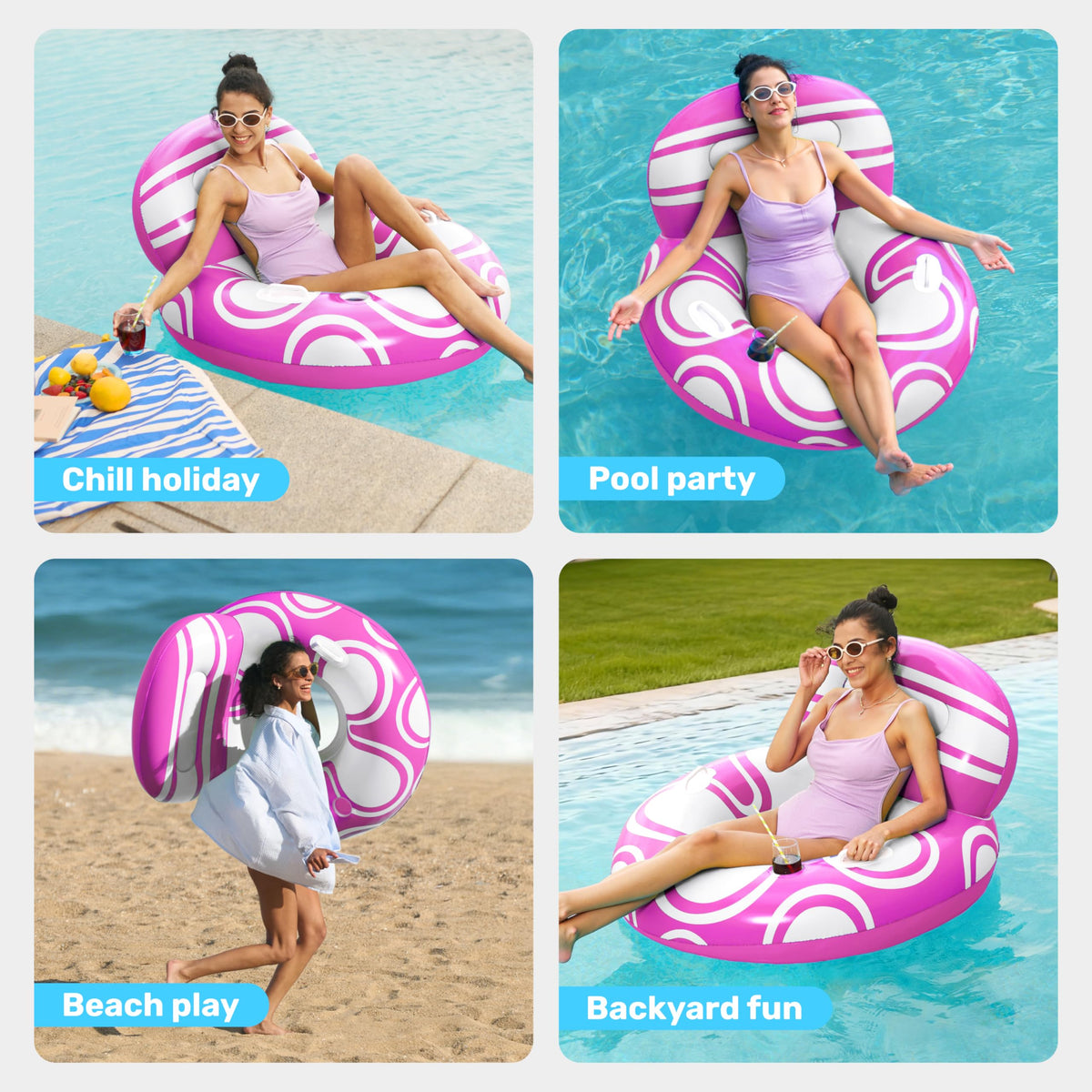 Sloosh pool floats chair lounge above water for comfortable surface rest