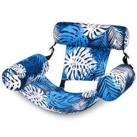 Sloosh pool floats chair with blue leaves pattern for relaxed outdoor lounging