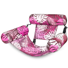 Sloosh pool floats chairs with pink leaves pattern for relaxing poolside
