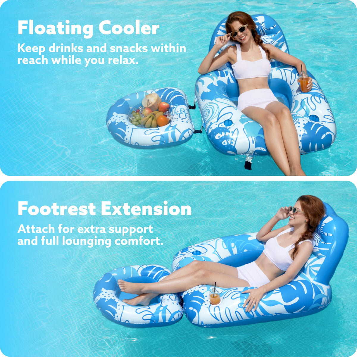 Sloosh lounger features built-in cup holders and backrest for ultimate comfort