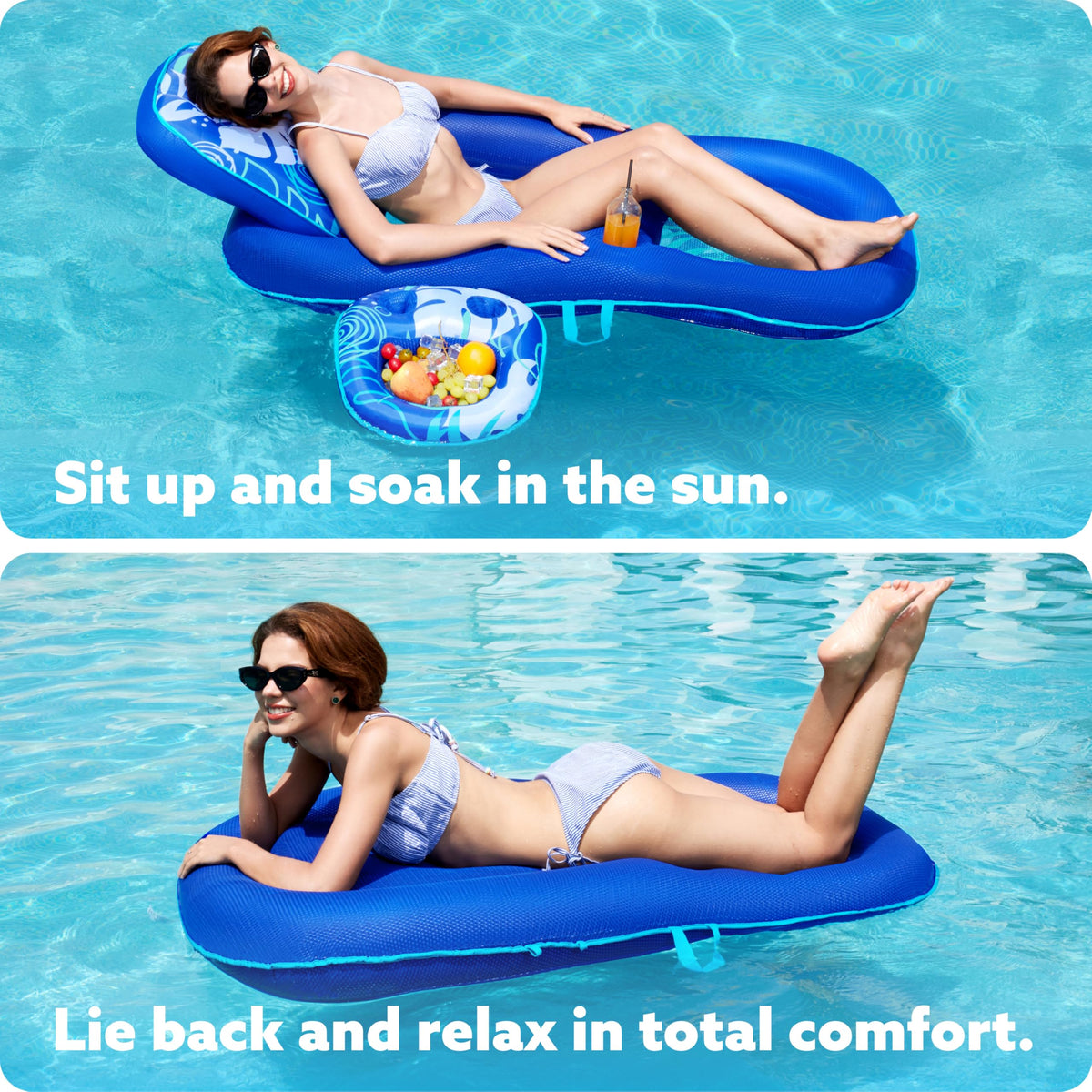Easy inflation and deflation for quick setup of the Sloosh lounger.