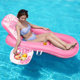 Sloosh pool floats lounger pink, side view, inviting sun-soaked relaxation by the poolside.