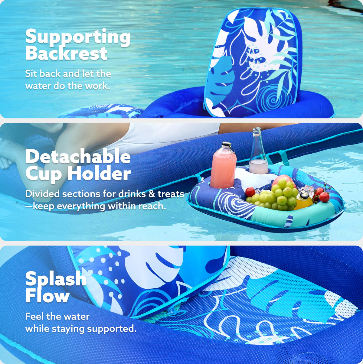 Premium soft fabric cover adds luxury to lounging on the pool float.