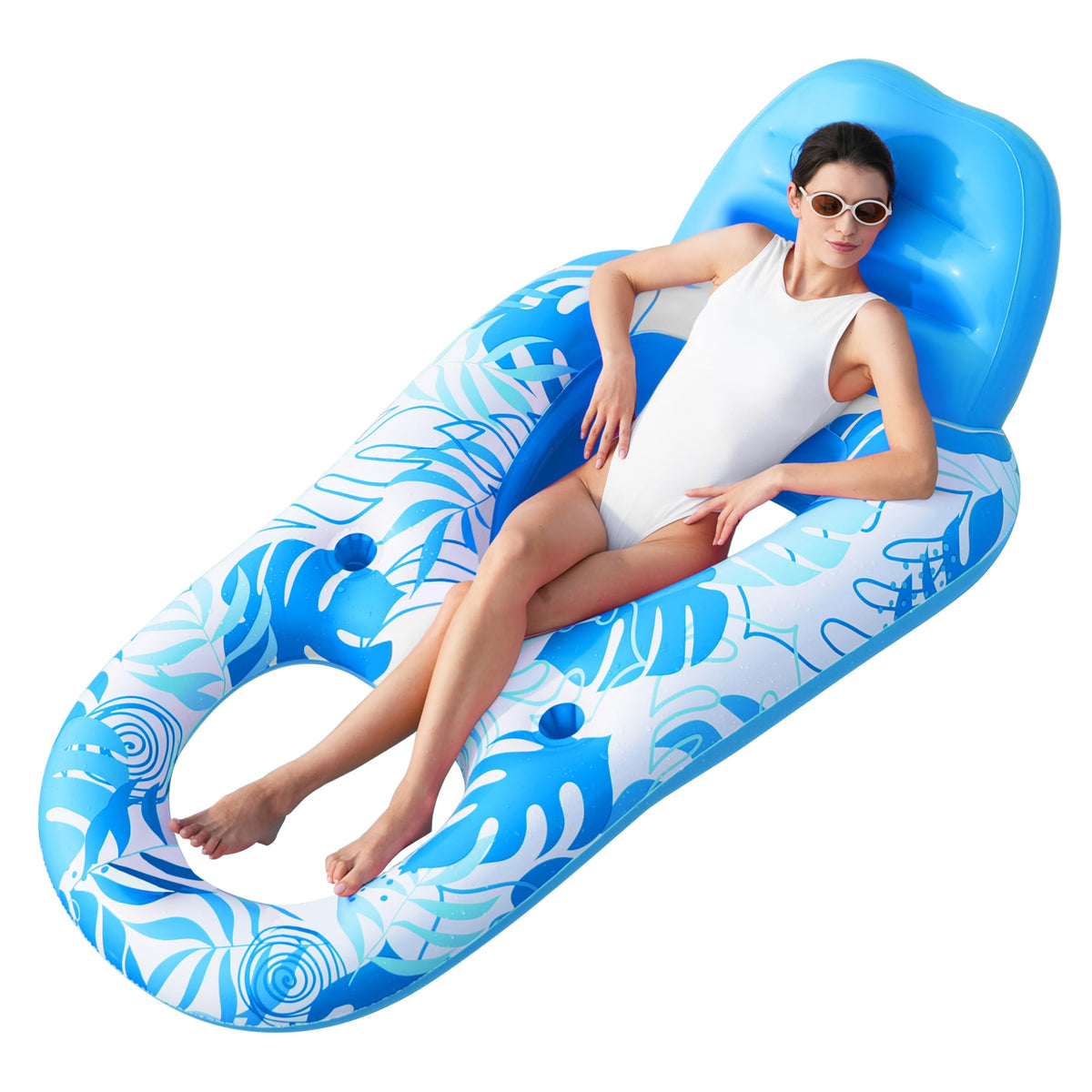 Sloosh pool lounge float blue front view, ideal for effortless poolside relaxation.