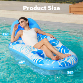 Sloosh pool lounge float blue lounging in water demonstrating weightless comfort.