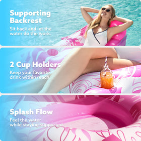 Sloosh pool lounger featuring backrest and footrest for comfortable floating