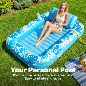 Sloosh pool float featuring two drink holders for hydration on the go.