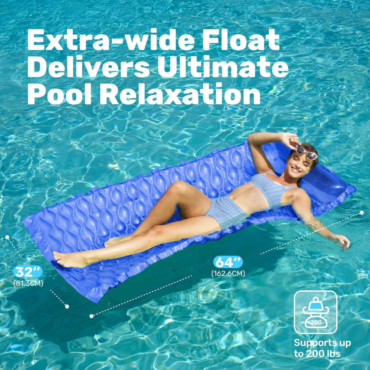 Sloosh pool mat 64x32 orange, easy to inflate for quick pool day.