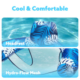 Sloosh fabric-covered seat close-up indicates soft, durable material for lounging